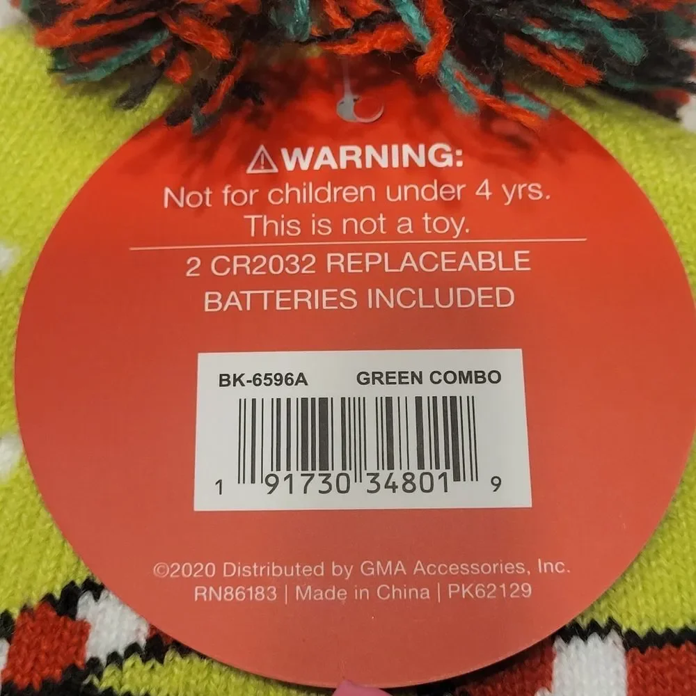 Christmas Beanie Hat Santa T-Rex Dinosaur Snowboard Flashing Light Up 7-14 New